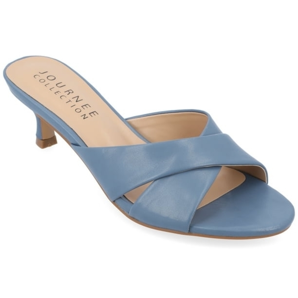 Journee Collection Women's Blue Heeled Slides Sz9 New Without Tag Or Box